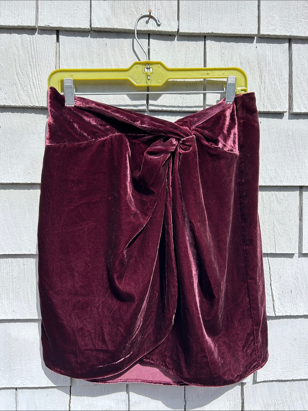Velvet Knot-Front Mini Skirt in Wine size 10- Gothic- Romance-